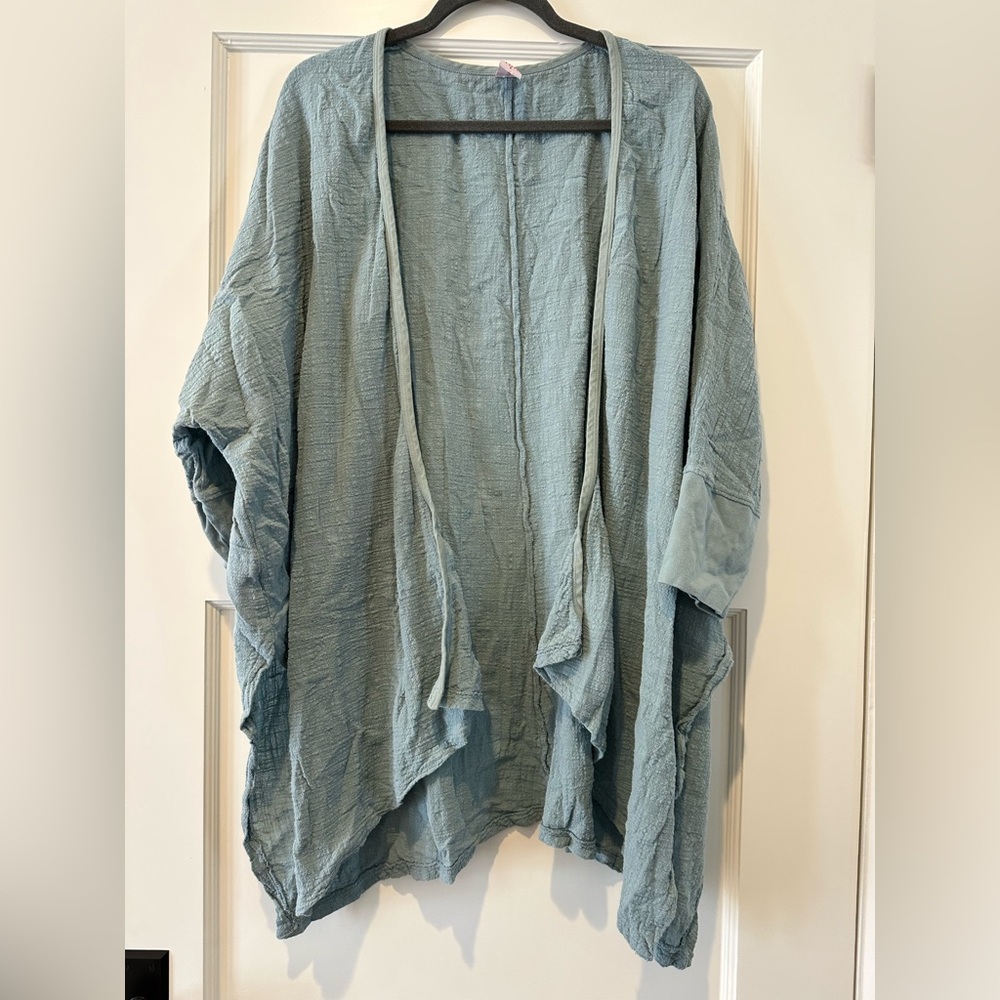 Blue Fish Textured Cardi in Early Sky